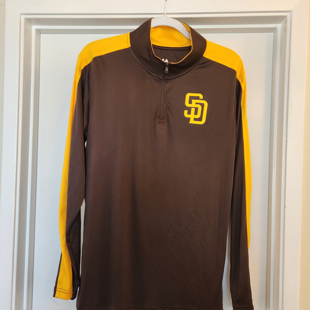 Majestic San Diego Padres Brown and Yellow Men's Jersey, M